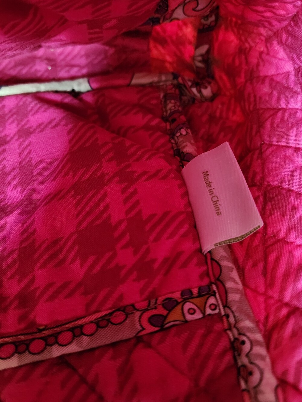 Vera Bradley Quilted Tote Shoulder Bag – Pink Paisley Floral Pattern 14" Wide - Picture 13 of 15